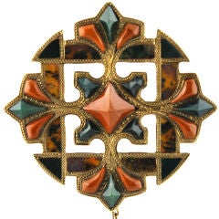 Bold and Smart Victorian Scottish Agate Celtic Pin/Pendant