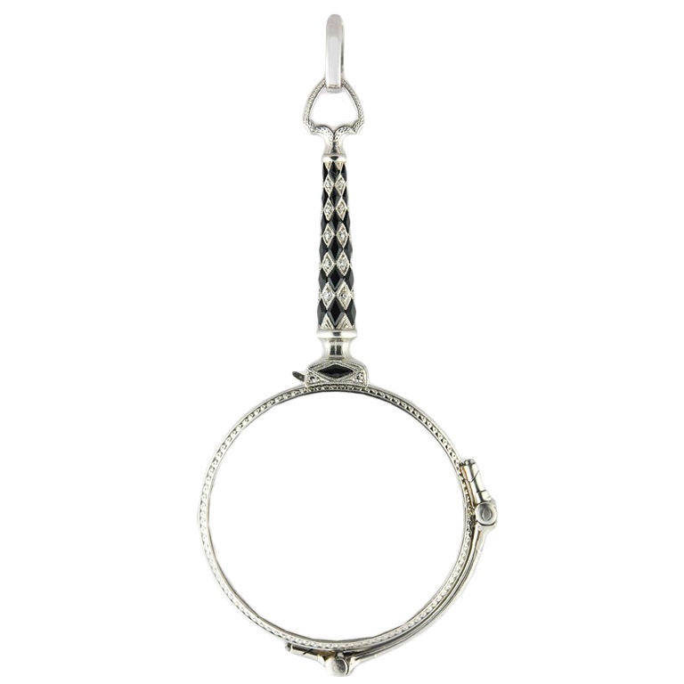 Art Deco Diamond and Onyx Lorgnette