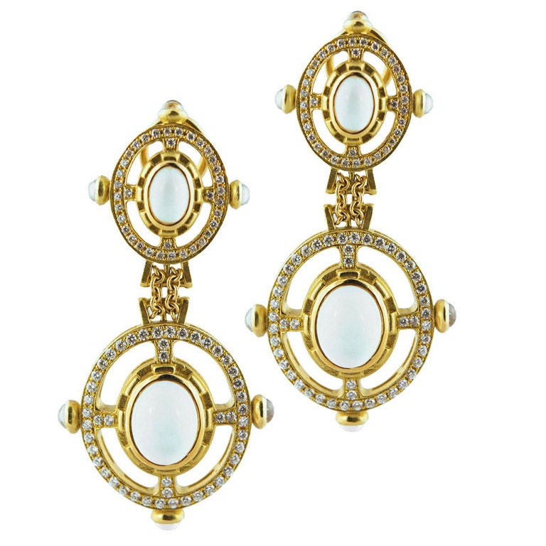 PAUL MORELLI Diamond and Moonstone Drop Earrings at 1stdibs