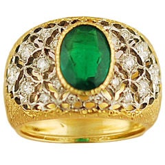 Mario Buccellati Emerald and Diamond Ring