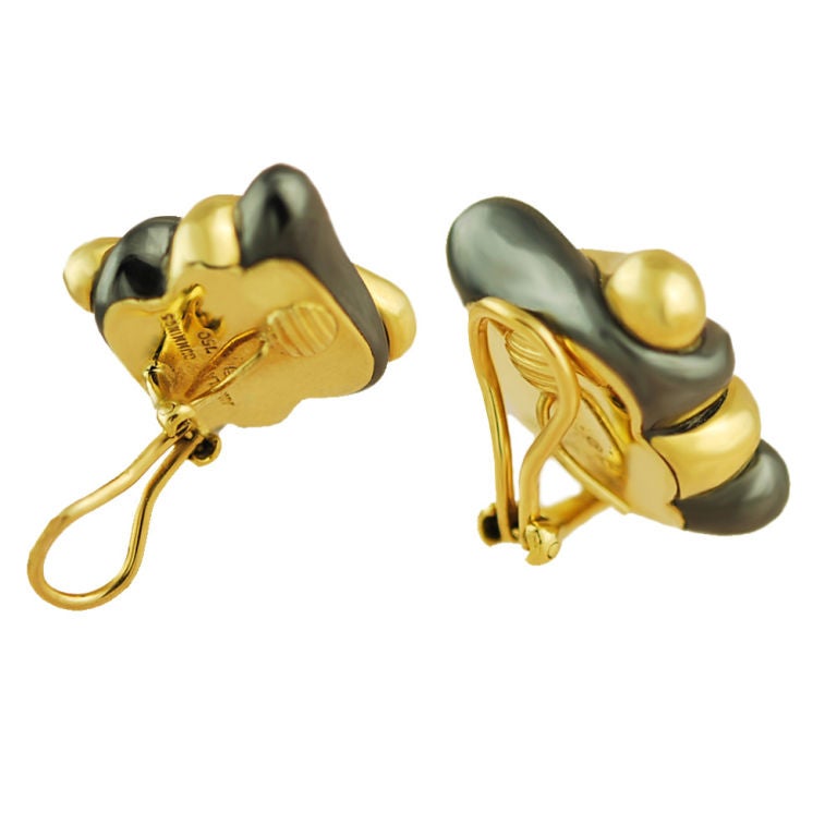 Angela Cummings 18K Gold and Hematite Ear Clips