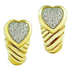 Retro David Yurman  18k Gold And Diamond Earrings