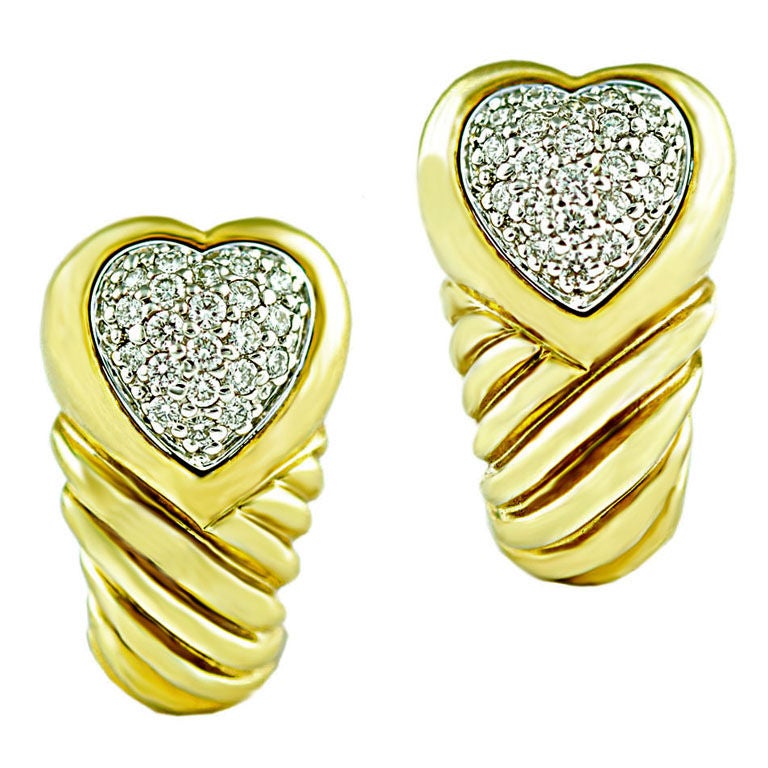 David Yurman  18k Gold And Diamond Earrings