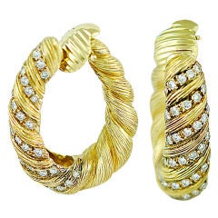 Henry Dunay Diamond Gold Hoop Earrings