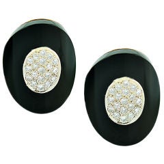 Onyx and Diamond18k Earrings