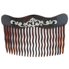 Tortoise Shell, Diamond and Platinum Hair Comb
