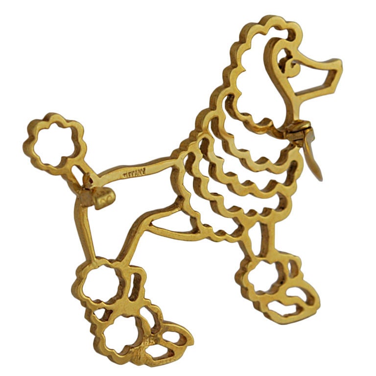 Tiffany 14K Poodle pin with lovely open work<br />
1 1/2