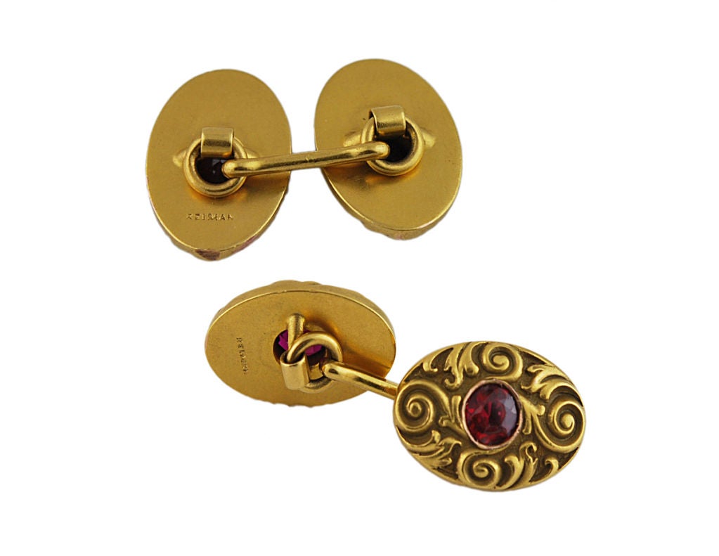 Outstanding Art Nouveau 14K Double Sided Cufflinks