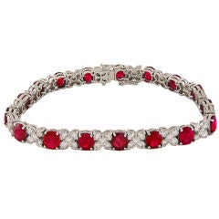 Estate Ruby and Diamond Brilliant Bracelet