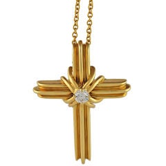 Vintage Tiffany 18K and Diamond Cross on Chain