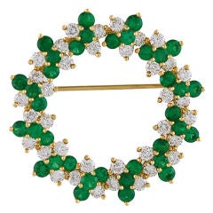 Tiffany Brillant Emerald and Diamond 18K Brooch