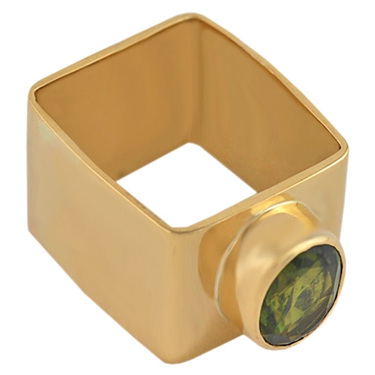 Cartier 18K Square Peridot  Dinh Van Ring