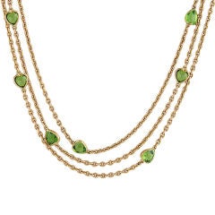 Art Nouveau Necklace with Peridot Hearts