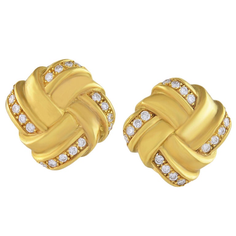 Angela Cummings Diamond Gold Ear Clips