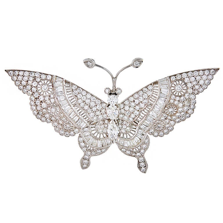 Diamond Butterfly Tremblant Set Brooch/Pin