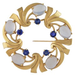 Tiffany & Co. Moonstone and Sapphire Pin