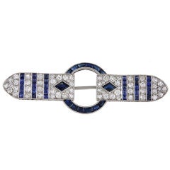 French Platinium Diamond and Sapphire Brooch French Platinium Diamond and Sapphire Brooch