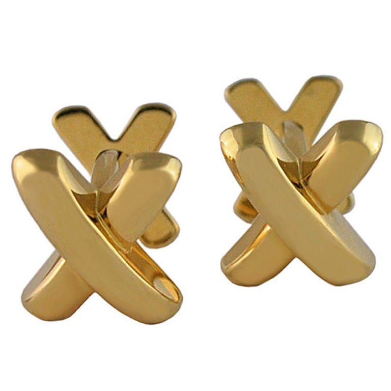 Tiffany and Co. Yellow Gold Double Sided Knot Cufflinks at 1stDibs