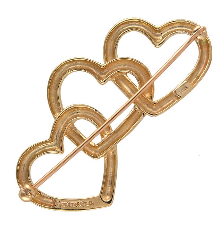 Tiffany 14K gold triple interlocking heart pin for unbroken Love!