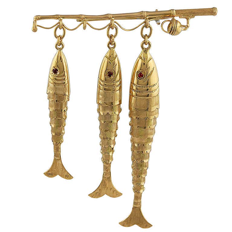 Great Figural Fish Pin at 1stDibs