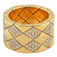 CHANEL Gold and Diamond Matelasse Flexible Ring