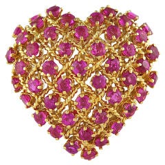 Vintage TIFFANY & CO Gold and Ruby Heart Pin/Pendant