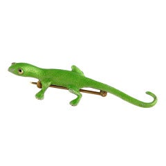 Vintage Enamel Gecko Brooch