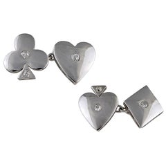 Boutons de manchette card de tailleur en platine et diamants