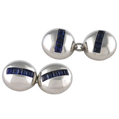 Platinum and Sapphire Double -Sided Cufflinks