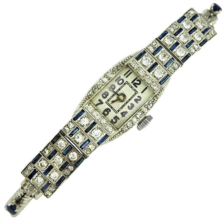 Art Deco Diamond and Sapphire Watch