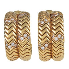 BULGARI SPIGA Diamond Gold Ear Clips 11