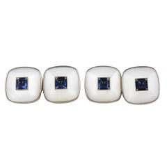 Sapphire and Mother-of Pearl Cufflinks