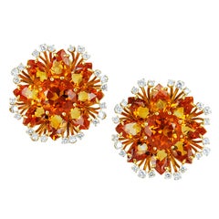 Citrine Diamond Ear Clips