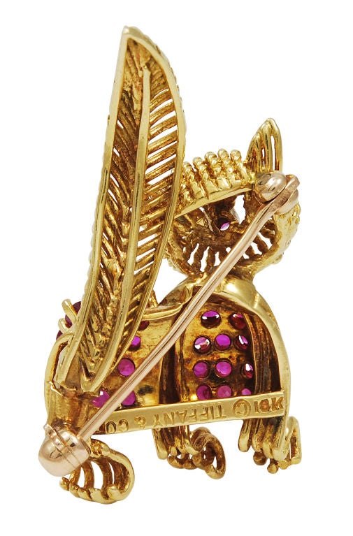 TIFFANY Ruby Cat Brooch with Emerald Eyes