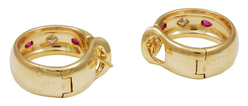 CARTIER Ruby and Diamond Hoop Earrings