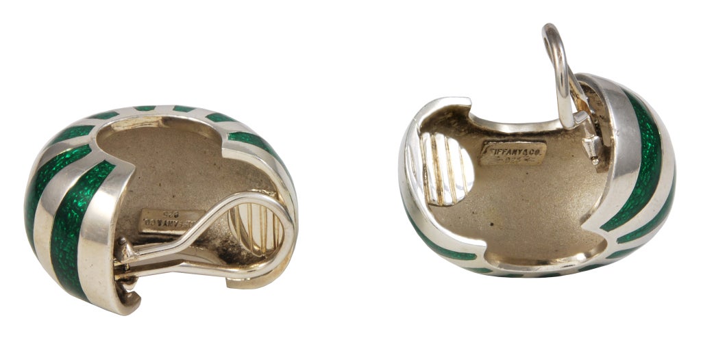 Tiffany & Co. Large Enamel Sterling Silver Earrings