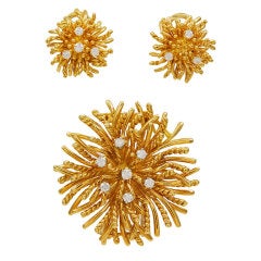 TIFFANY "Anemone" Earclips and Brooch