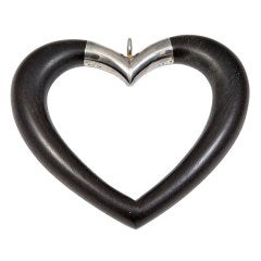 GEORG JENSEN Large Sterling Wood Heart Pendant