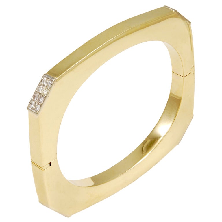 Geometric Diamond Bangle Bracelet For Sale