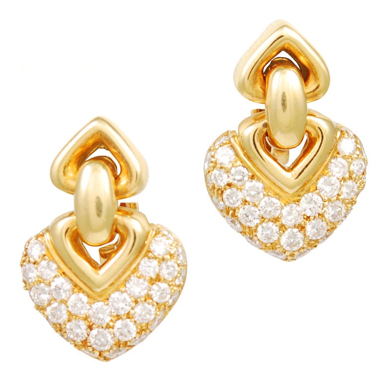 BULGARI  " Doppio Cuore"Diamond Heart Earrings