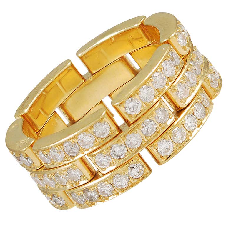 Cartier Maillon Panthere Diamond Gold Band Ring at 1stdibs