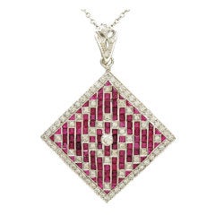 Brilliant Diamond and Ruby Pendant/Pin 6
