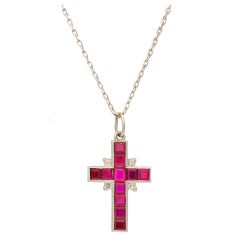 Antique Ruby Diamond Cross