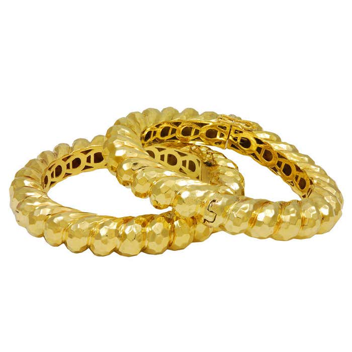 HENRY DUNAY PAIR of Hammered Bangle Bracelets For Sale at 1stDibs ...