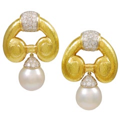 Magnificent DAVID WEBB South Sea Pearl Ear Clips