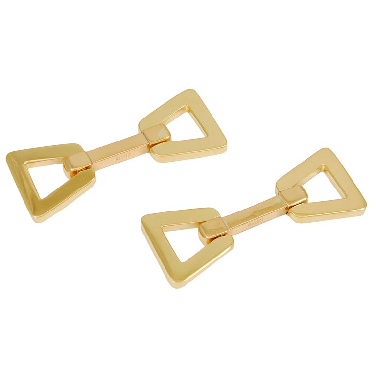 GUCCI Flip Gold Cufflinks For Sale at 1stDibs