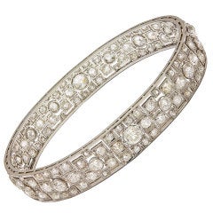 Dazzling Diamond Platinum Wide Bangle Bracelet