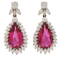 GARRARD & CO. Boucles d'oreilles couronne de joaillerie en tourmaline et diamant