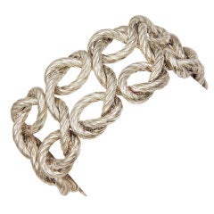 HERMES Wide Silver Rope Bracelet
