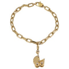 Retro CARTIER Gold Charm Bracelet with Baby Carriage Charm
